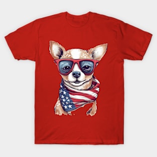 Patriotic Dog, 4th of July Design T-Shirt